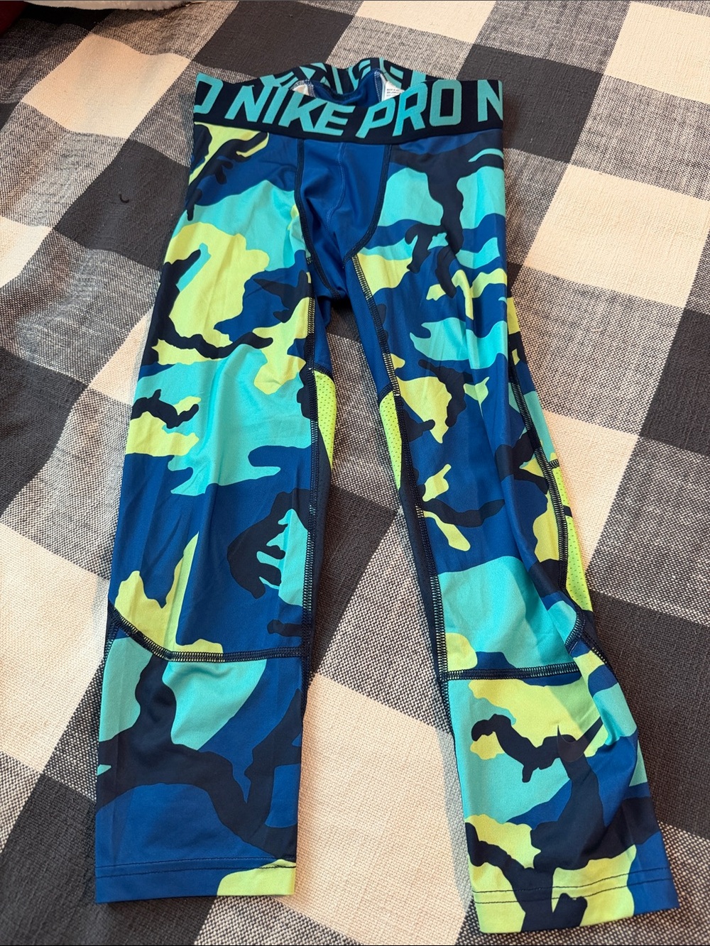 Nike Pro Blue & Yellow Camo Men's Leggings